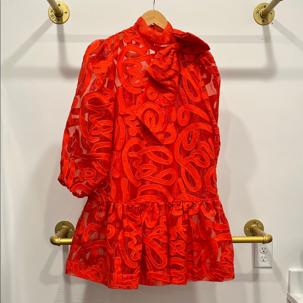 Red Mini Dress with Bow Detail